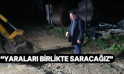 Bakan Çavuş, Geçitköy bölgesinde sel nedeniyle yürütülen çalışmaları inceledi