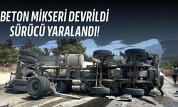 Girne-Değirmenlik Anayolu’nda beton mikseri devrildi!