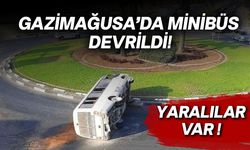 Gazimağusa'da minibüs devrildi!