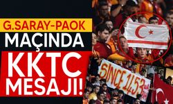 Galatasaray taraftarları, PAOK maçında KKTC bayrağı açtı