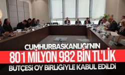 Cumhurbaşkanlığı bütçesi komitede oy birliğiyle kabul edildi