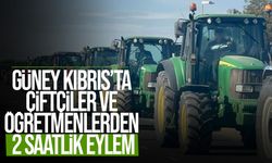 Güney Kıbrıs’ta çiftçiler ve öğretmenler iki saatlik greve gitti
