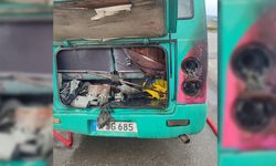 Lefkoşa-Girne ana yolunda bir minibüste yangın çıktı