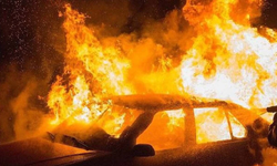 Gazimağusa-Lefkoşa Anayolu’nda araç yangını!