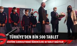 Türkiye Cumhuriyeti tarafından Milli Eğitim ve Kültür Bakanlığı’na teslim edilen bin 500 tabletten 40’ı, Atatürk İlkokulu’nda öğrencilere dağıtıldı