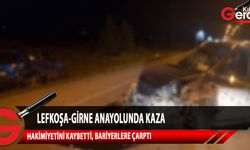 Lefkoşa-Girne ana yolu üzerinde yaşanan trafik kazasında sürücü direksiyon hakimiyetini kaybetti, bariyerlere çarptı