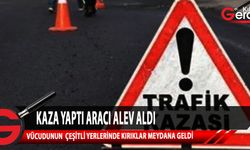 Çarpmadan sonra GV 151 plakalı araç alevlenerek kaza mahalline gelen itfaiye tarafından söndürüldü