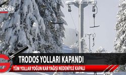 Trodos Dağları'nda yoğun kar yağışı nedeniyle yollar kapandı