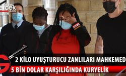 Ercan Havaalanında 2 kilo uyuşturucu zanlıları mahkeme huzuruna çıkarıldı