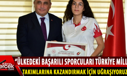 Ali Murat Başçeri, Türkiye Milli Takımı’nda yer alan Kıbrıslı Türk sporcu Nehir Deniz’i kabul etti
