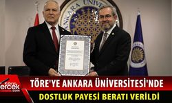 Zorlu Töre'ye Ankara Üniversitesi tarafından Dostluk Payesi Beratı verildi