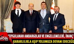 Cumhurbaşkanı Tatar, milli atlet Derviş ve antrenörü Keleş'i kabul etti