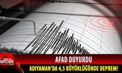 AFAD'ın verdiği bilgiye göre deprem 4,5 şiddetinde