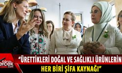 Emine Erdoğan, Sibel Tatar ile birlikte Gİ-KA KOOP Üretim ve Satış Merkezi'ni ziyaret etti