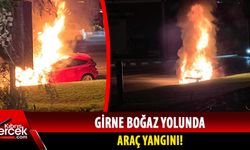 Lefkoşa-Girne Anayolu'nda araç yangını: Yakıt sızıntısı aracı kül etti!