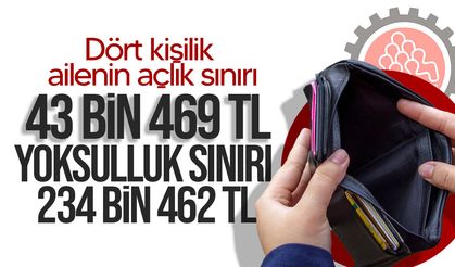 Açlık sınırı 43 bin 469 TL, yoksulluk sınırı 234 bin 462 TL olarak açıklandı