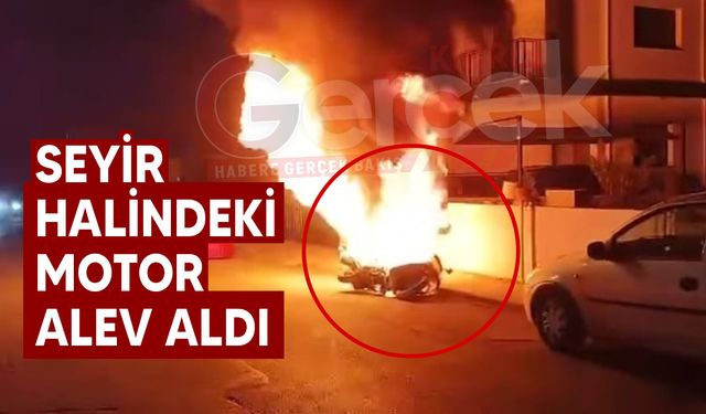 Seyir halindeki kurye motoru alev aldı!