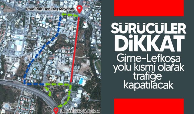 Girne’de Ecevit Caddesi’nde Yol Çalışması
