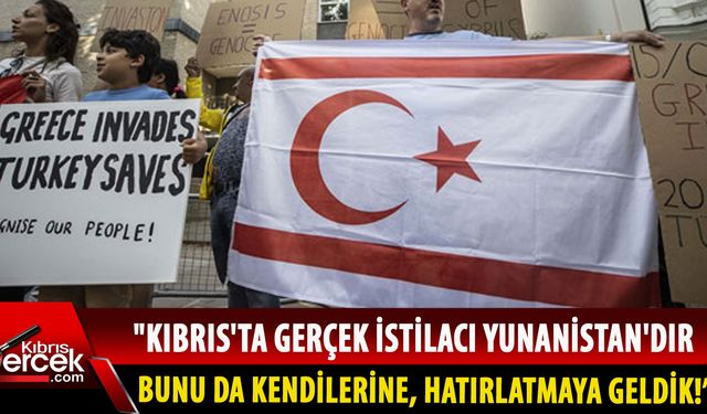 Kıbrıslı Türkler'den Yunanistan’a, Londra Büyükelçiliği önünde protesto!