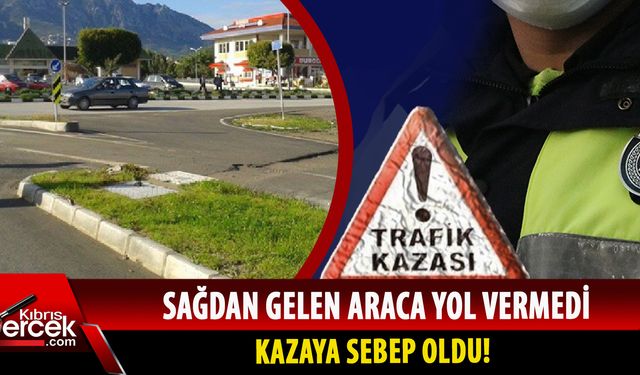 Girne'de kavşakta korkutan kaza