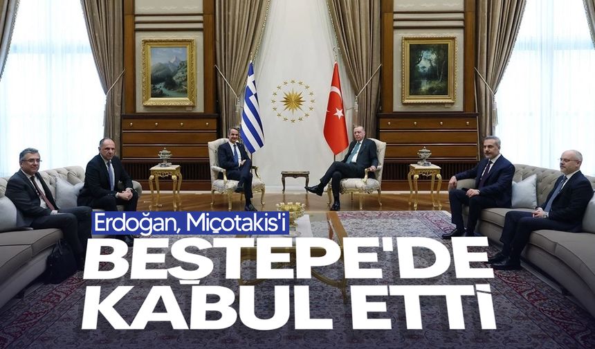 Erdoğan, Yunanistan Başbakanı Kiryakos Miçotakis'i Beştepe'de kabul etti