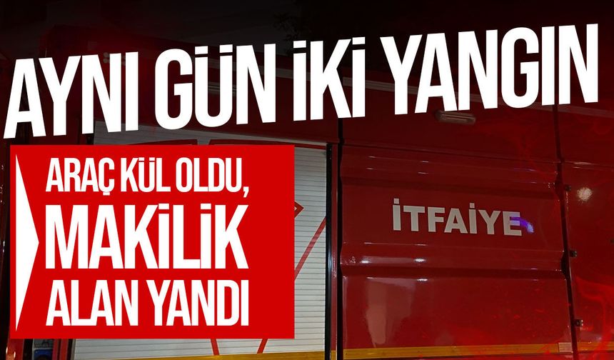 Girne Dağyolu’nda araç yandı, Esentepe’de arazi yangını çıktı