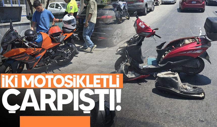 DAÜ karşısında iki motosiklet çarpıştı