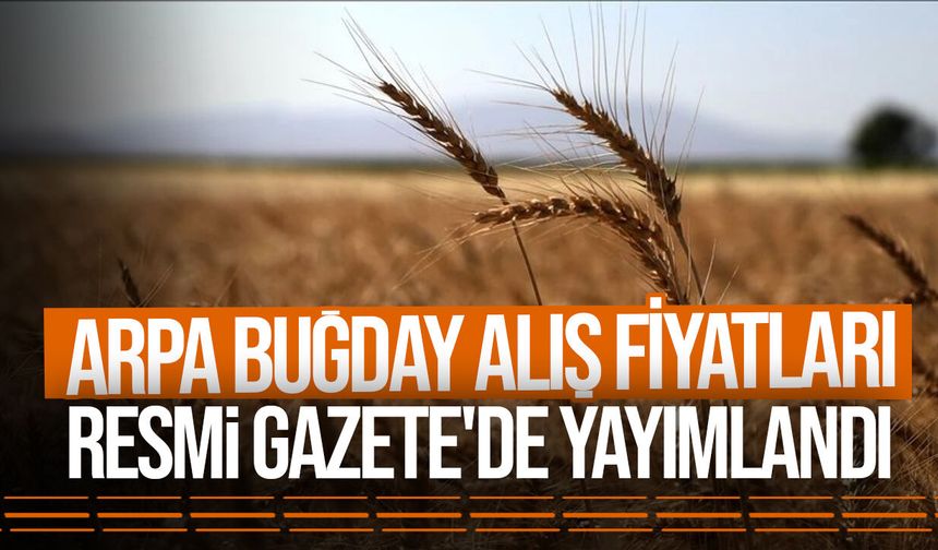 2026 ürünü yerli zahire alım fiyatları Resmi Gazete'de yayımlandı