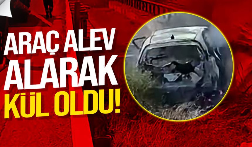 Lefkoşa-Gazimağusa Anayolu'nda korkutan kaza: Araç alev alarak kül oldu