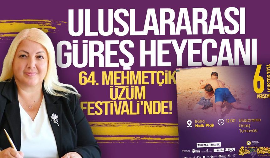 Uluslararası Güreş Turnuvası 64. Mehmetçik Üzüm Festivali kapsamında düzenleniyor