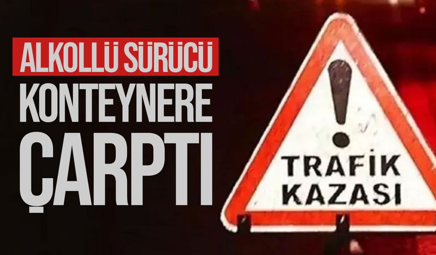 Girne-Lefkoşa yolunda alkollü sürücü kaza yaptı: Konteynere çarptı