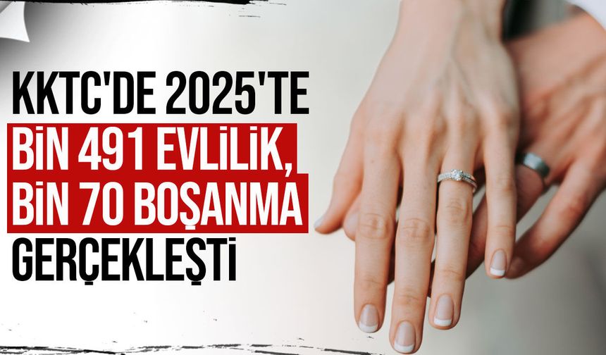 KKTC'de 2025'te bin 491 evlilik, bin 70 boşanma gerçekleşti