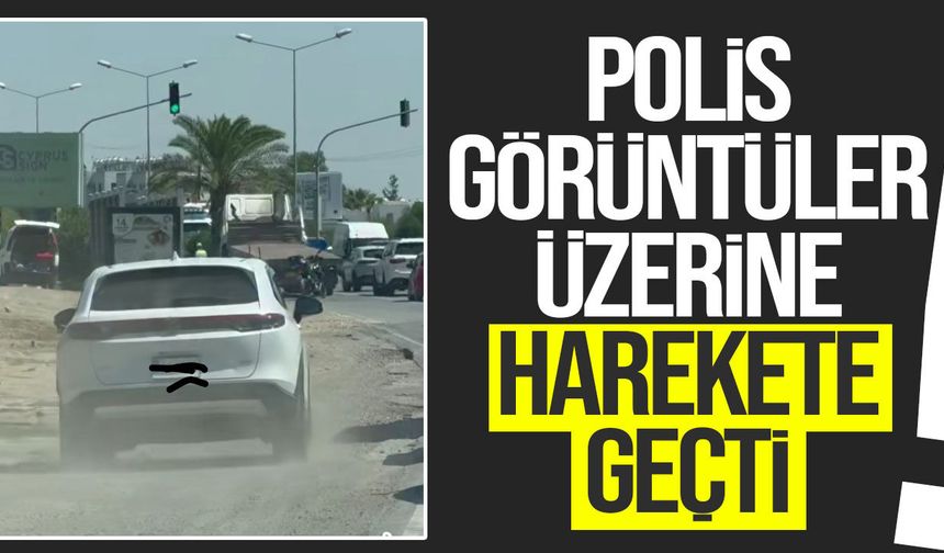 Banketten ilerleyerek araçları solladı: Polis görüntüler üzerine harekete geçti