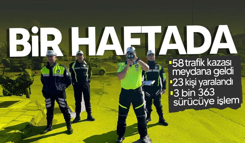 KKTC’de bir haftada 58 trafik kazası, 3 bin 363 sürücüye işlem