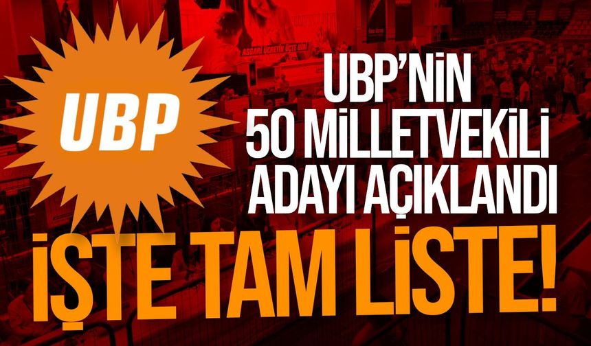 UBP’nin 50 milletvekili adayı açıklandı: İşte tam liste