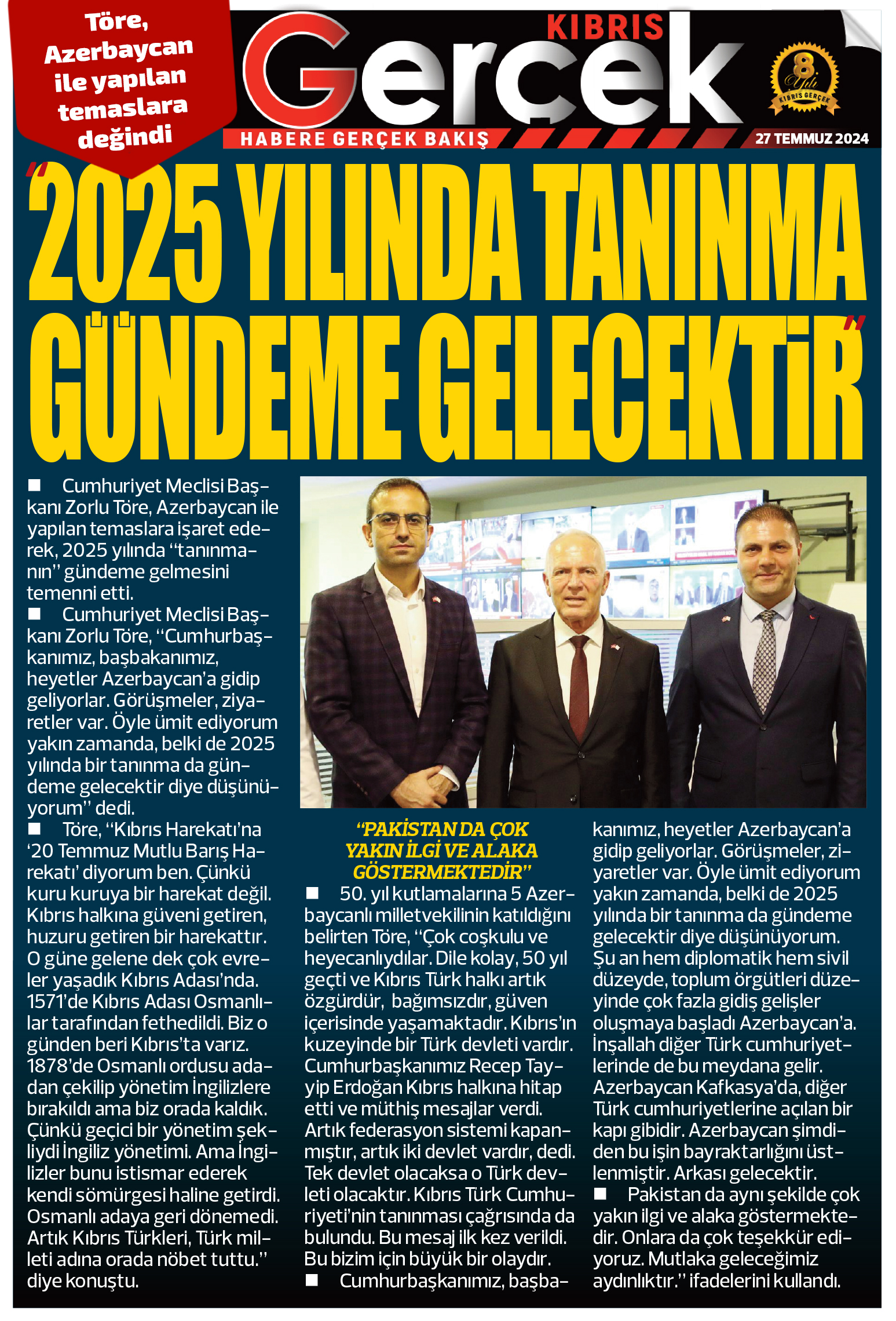 27 Temmuz 2024 Kibris Gercek Manset