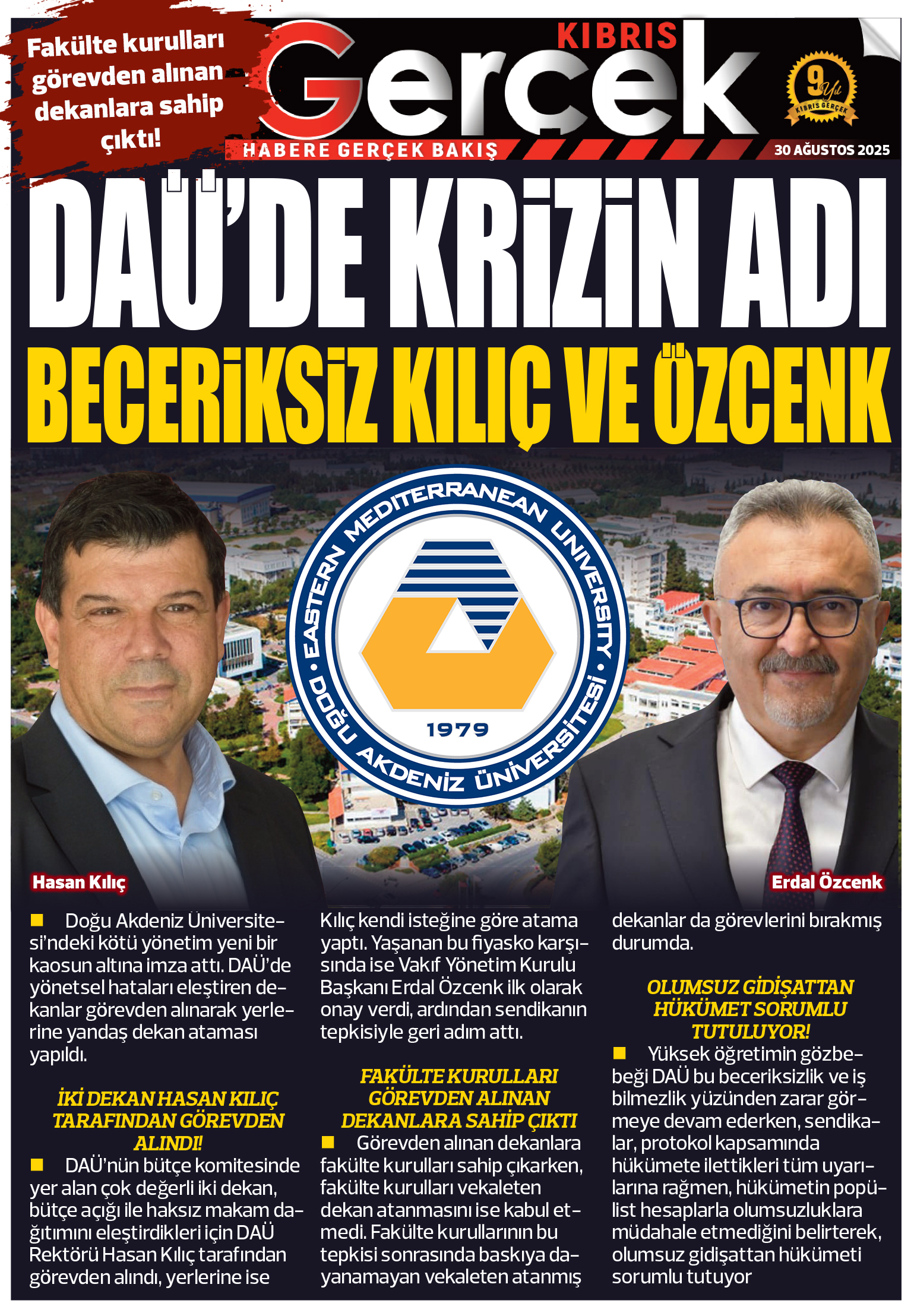 30 Agustos 2025 Kibris Gercek Manset (2)