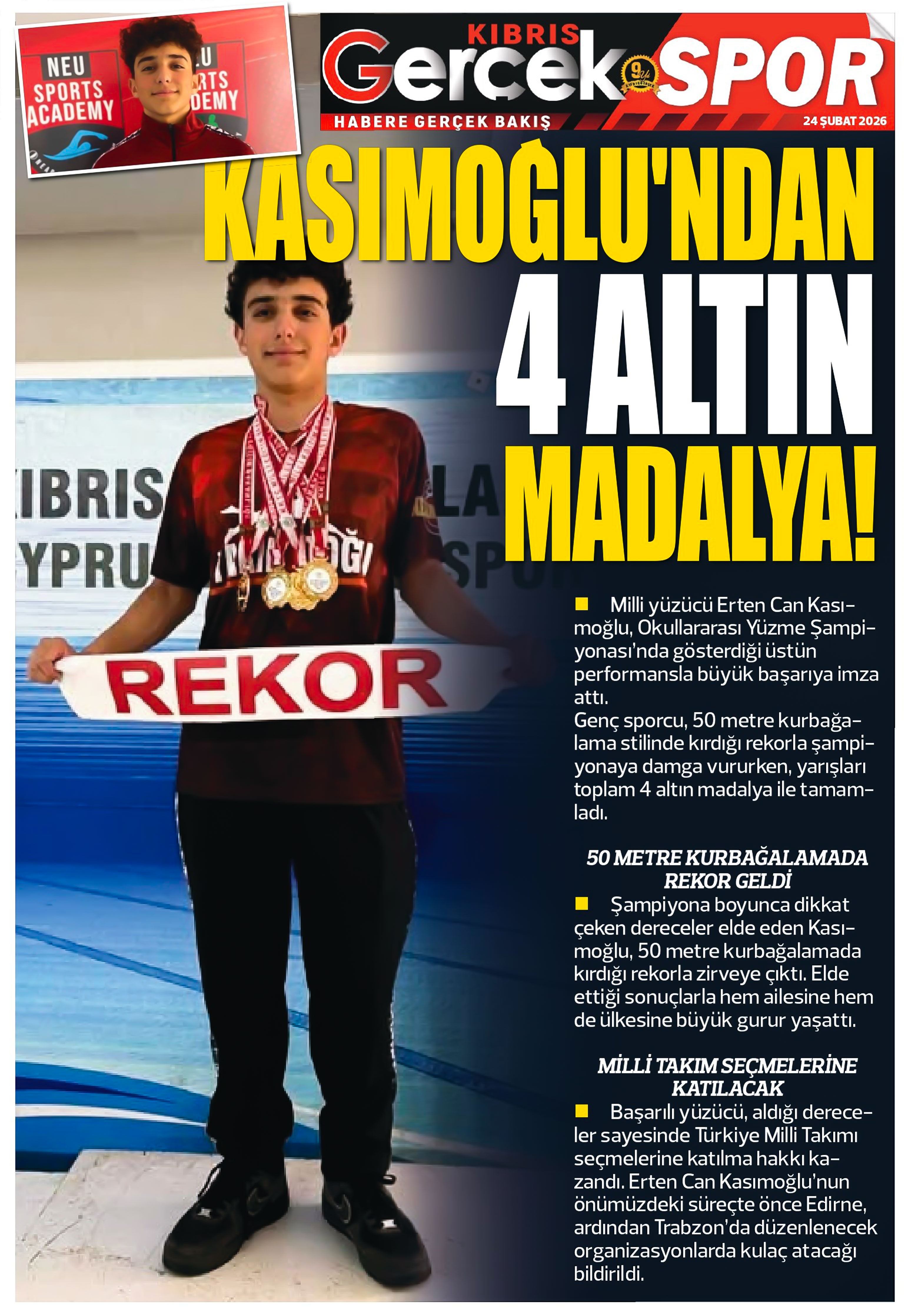 Kg Spor KASIMOĞLU 4 ALTIN MADALYA