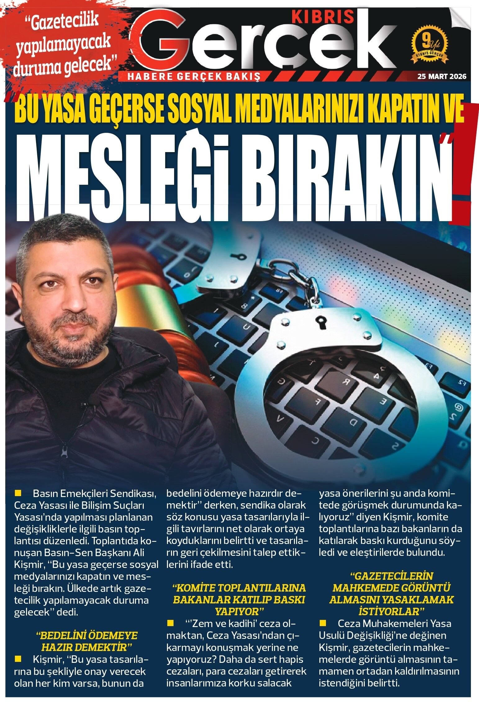 25 Mart 2026 Kibris Gercek Manset