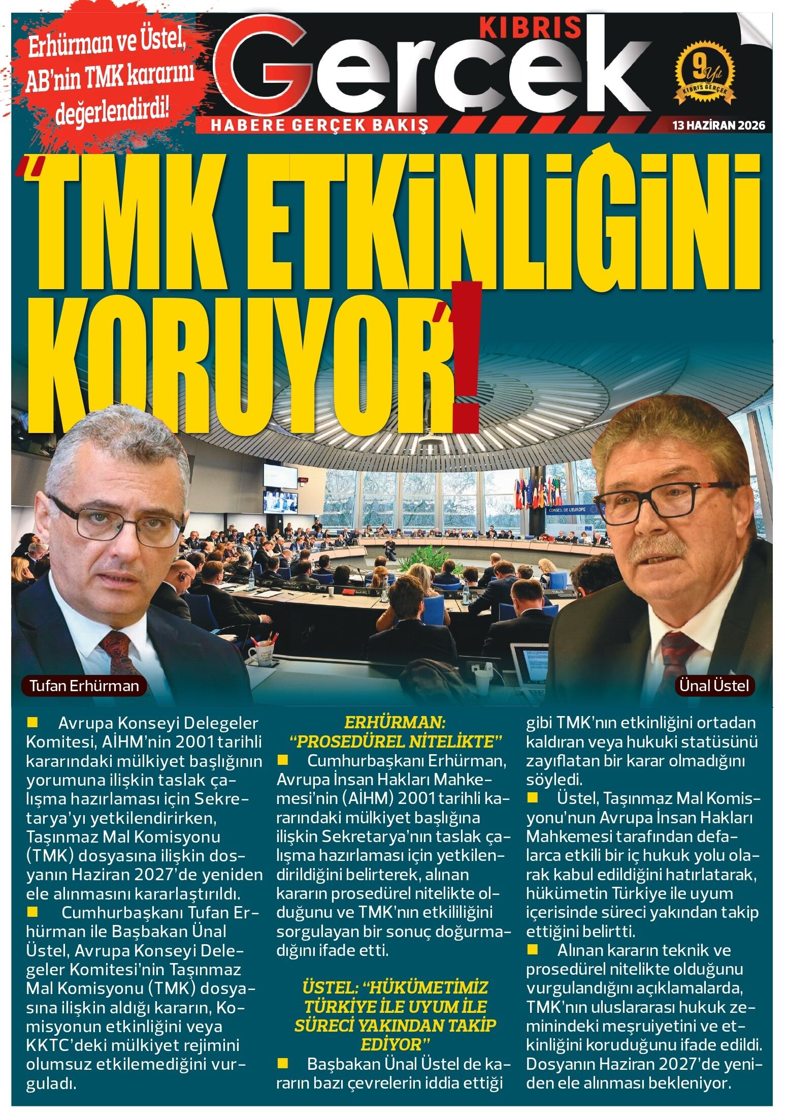 13 Haziran 2026 Kibris Gercek Manset Ana Sayfa