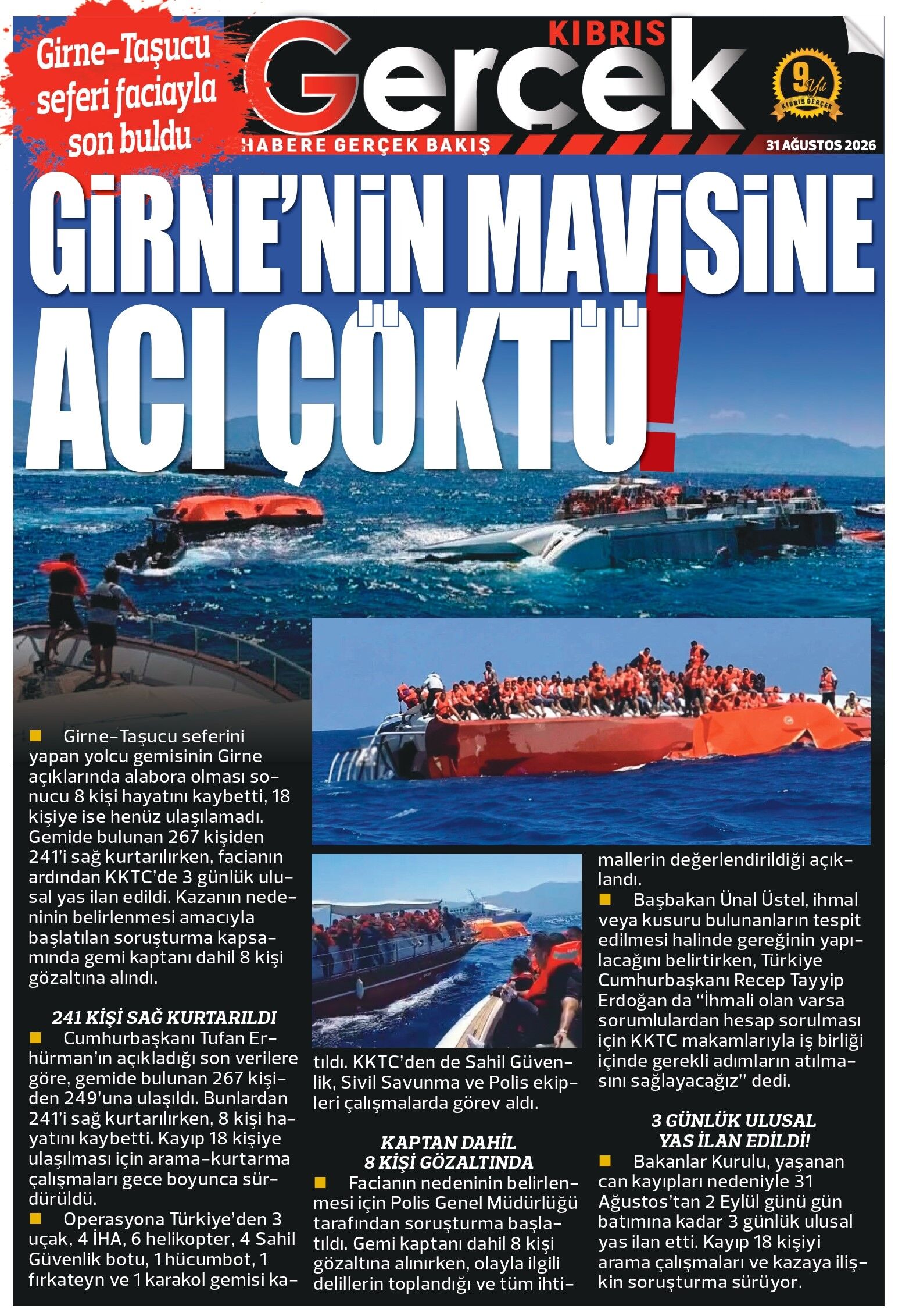 31 Agustos 2026 Kibris Gercek Manset