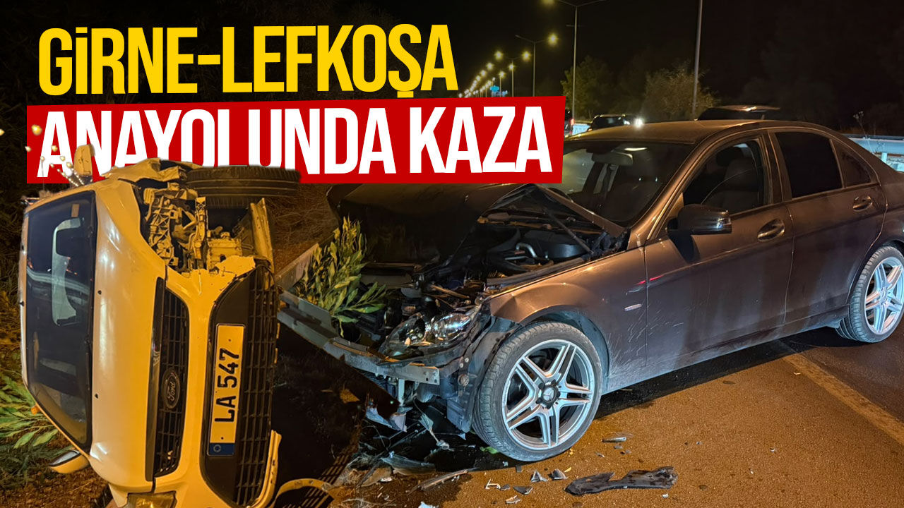 Girne-Lefkoşa Anayolunda Kaza: Bir Araç Yan Yattı